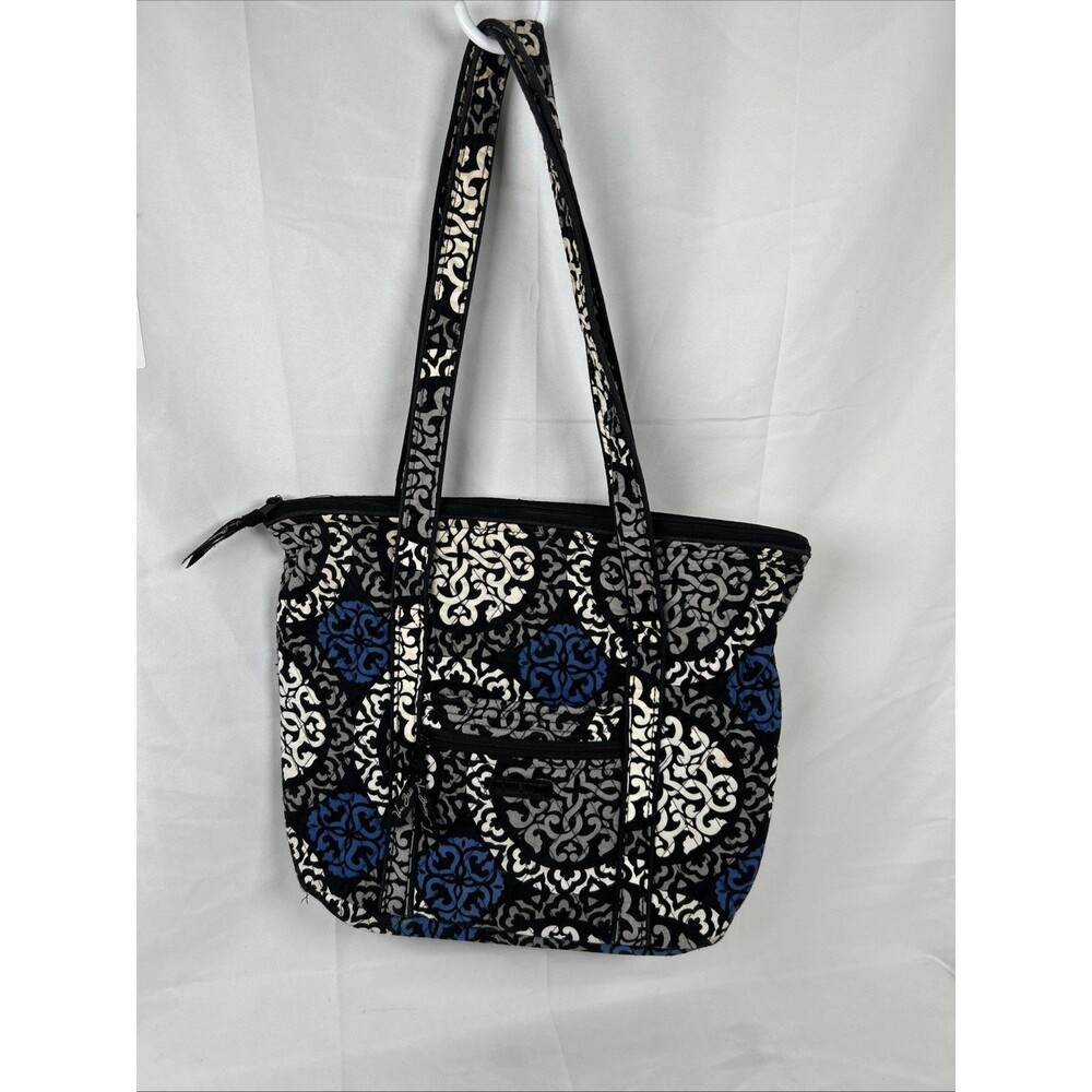 Vera Bradley Quilted Villager tote in Canterberry Cobalt Blue Black White